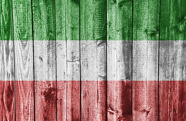 Image showing Flag on weathered wood