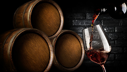 Image showing Barrels with wine