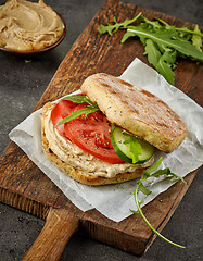 Image showing Sandwich with humus and vegetables