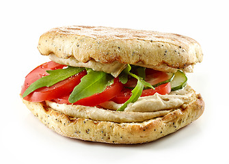 Image showing sandwich with hummus and vegetables