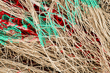 Image showing Pile of fishing nets