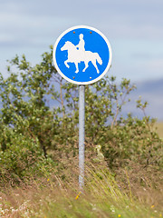 Image showing Road sign in Iceland - Equestrian path