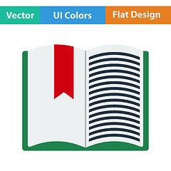 Image showing Flat design icon of Open book with bookmark