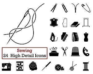 Image showing Set of 24 Sewing Icons 