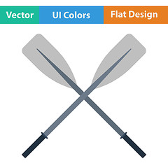 Image showing Flat design icon of  boat oars