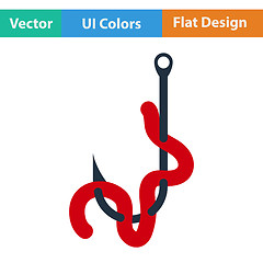 Image showing Flat design icon of worm on hook