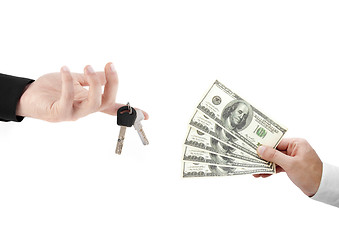 Image showing hands holdind money and car keys