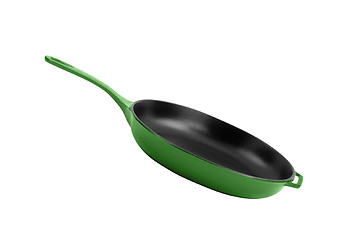 Image showing Green vintage pan with a nonstick coating