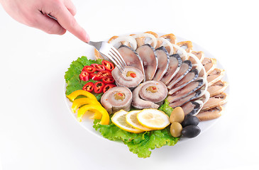 Image showing taste fresh fish on dish