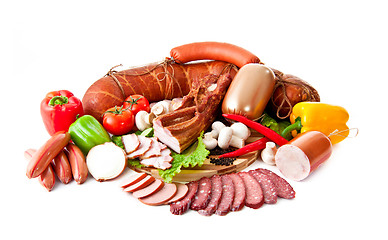 Image showing sausages in coposition with vegetables