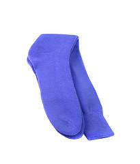 Image showing Pair of purple male socks on white background