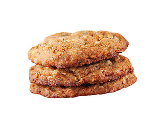 Image showing Trio Of Chocolate Chip Cookies Isolated On White Background