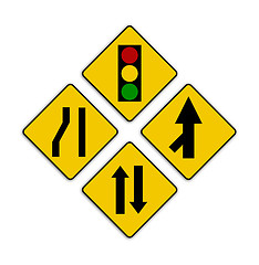 Image showing Set of variants Sharp traffic road sign isolated