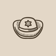 Image showing Sheriff hat sketch icon.