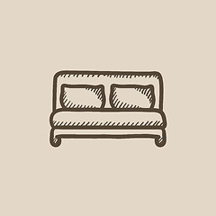 Image showing Double bed sketch icon.