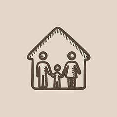 Image showing Family house sketch icon.