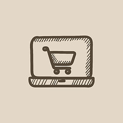 Image showing Online shopping sketch icon. 