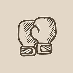 Image showing Boxing gloves sketch icon.
