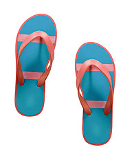 Image showing red and blue flip flop sandals isolated