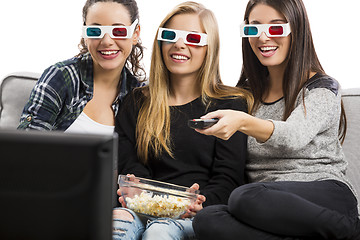 Image showing Girls watching 3D movies 