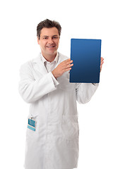 Image showing Doctor scientist holding brochure