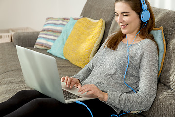 Image showing Working at home while listen music