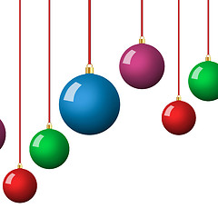 Image showing Christmas balls hanging isolated on white background