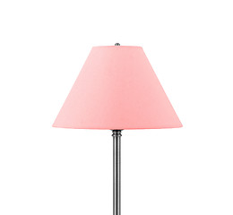 Image showing Tall Lamp with pink shade isolated