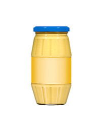 Image showing Glass jar of mustard