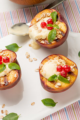 Image showing Grilled peaches dessert