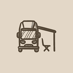 Image showing Motorhome with tent sketch icon.