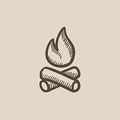 Image showing Campfire sketch icon.