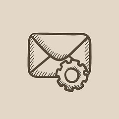 Image showing Envelope mail with gear sketch icon.