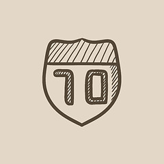 Image showing Route road sign sketch icon.