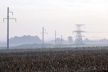 Image showing power poles in the field