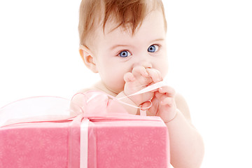 Image showing baby boy with gift box