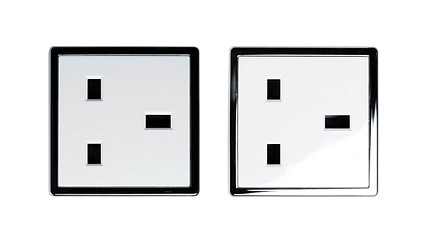 Image showing North American white electric wall outlet receptacle