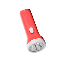 Image showing red aluminum flashlight isolated on white