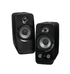 Image showing Black two speaker isolated