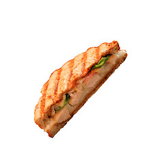Image showing Grilled sandwich or panini with melting cheese