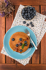 Image showing Pancakes with fresh blackberries