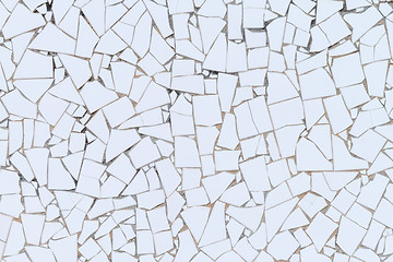 Image showing White broken tiles wall