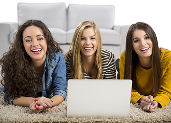 Image showing Girls studying at home 