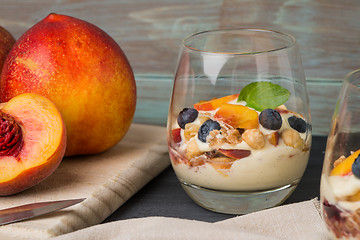 Image showing Cream and peach desert