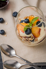 Image showing Cream and peach desert