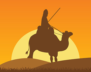 Image showing Camel with horseman