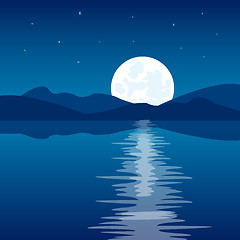 Image showing Reflection of the moon in water