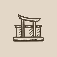 Image showing Torii gate sketch icon.