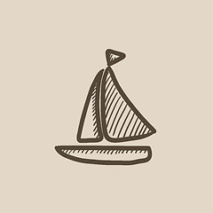 Image showing Sailboat sketch icon.