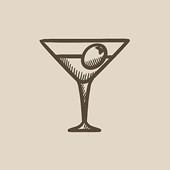 Image showing Cocktail glass sketch icon.